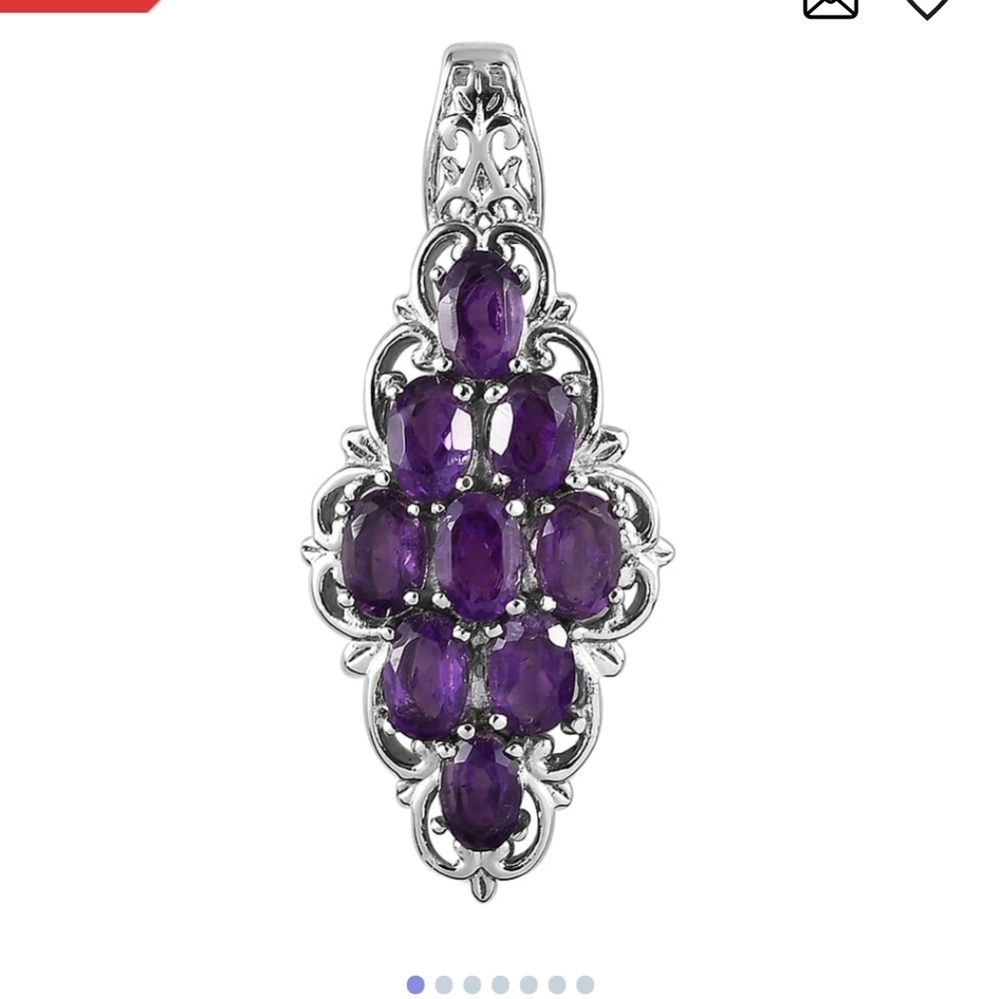 🆕️ Amethyst Elongated Pendant in Stainless Steel 4.25 ctw